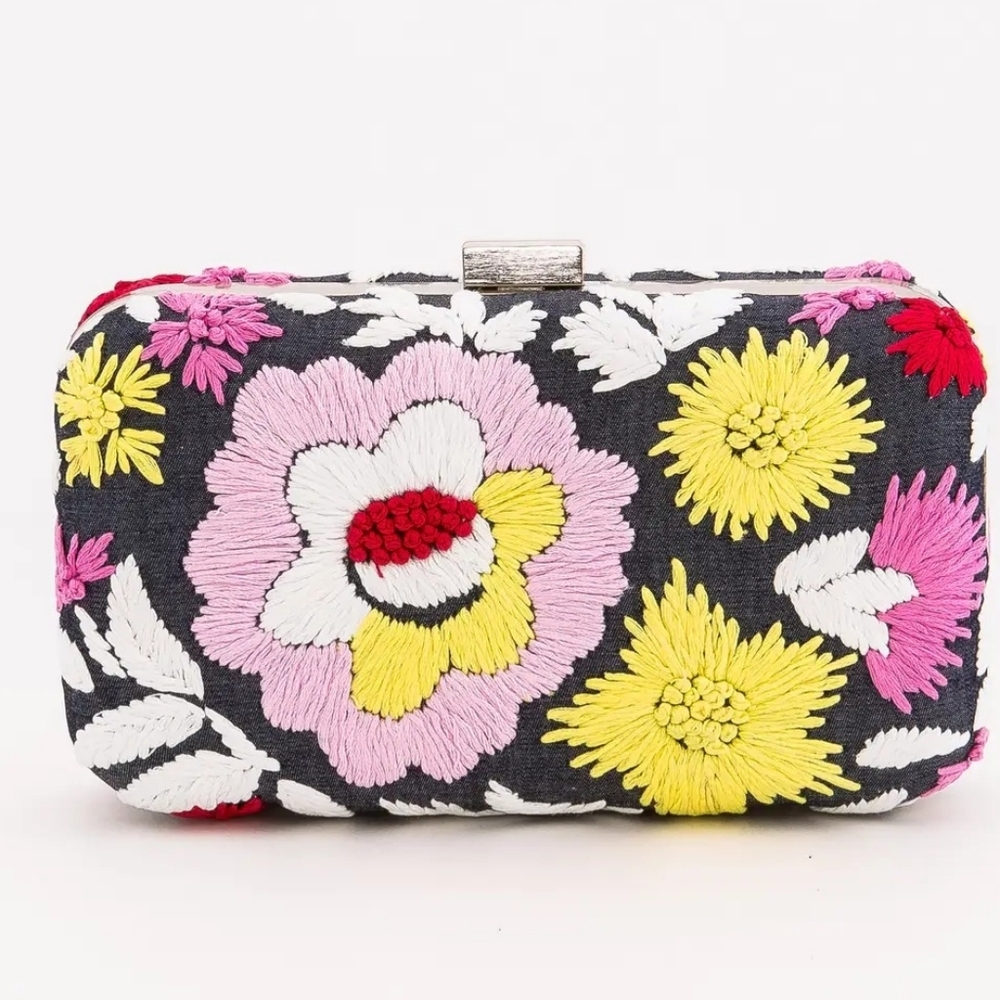 Floral Embroidered Clutch